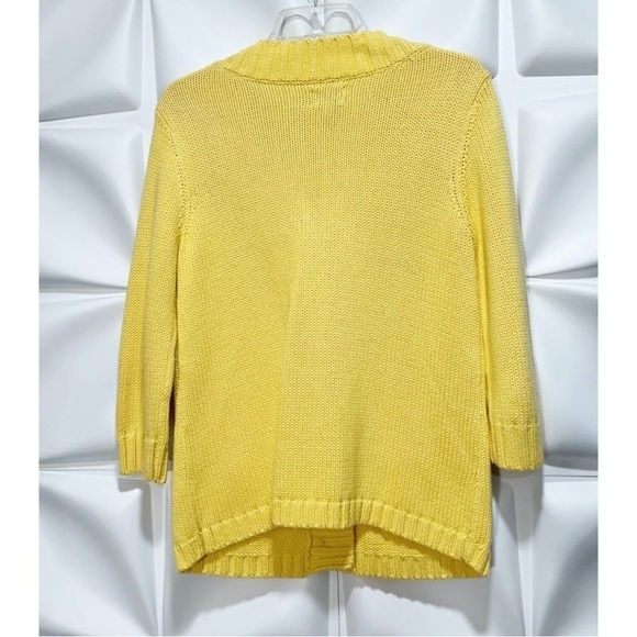 Chico's 0 Sz S Yellow 100% Cotton Chunky Cardigan Sweater Womens - Picture 3 of 6